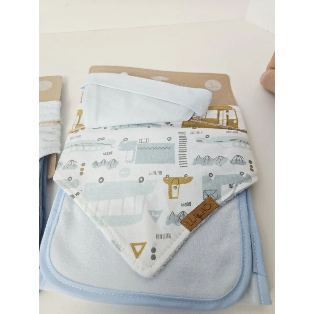 Lila & Jack Set 3 pack x 2 Hat/Bib/ Burp Cloth set NEW blue airplane cars‎